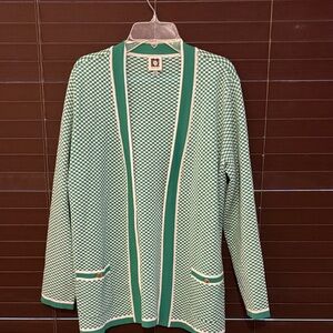 Anne Klein Green Checkered Cardigan